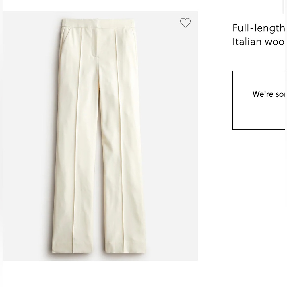 J crew collection New Full-length wide-leg tuxedo pant in Italian wool size 16